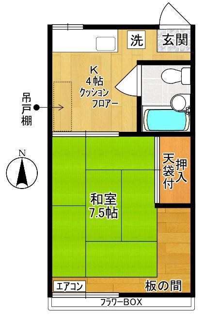 グリーンハイツ(1K/2階)の間取り写真