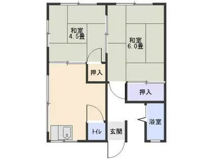 子の神アパート(2DK/2階)の間取り写真