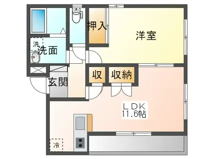YKラピュタ(1LDK/1階)の間取り写真