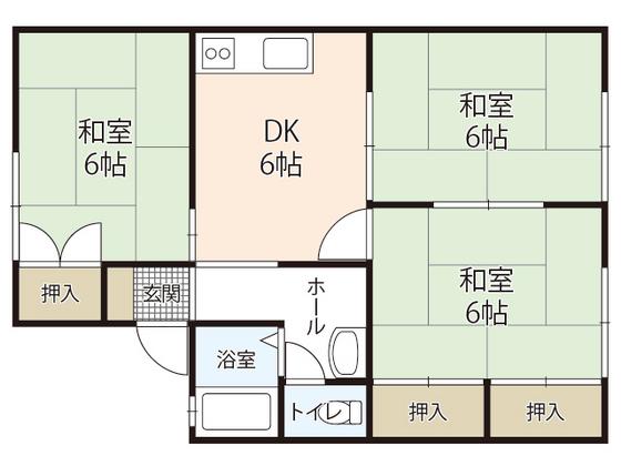 セジュール北尾(3DK/2階)の間取り写真