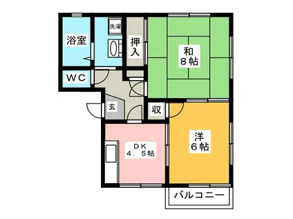 ハイツたんぽぽA(2DK/2階)の間取り写真