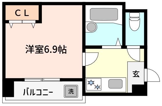 アヴェニール北青木(1K/3階)の間取り写真