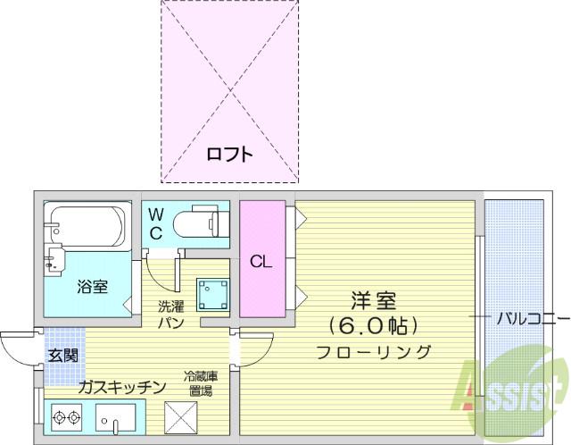 レジデンス愛112(1K/1階)の間取り写真