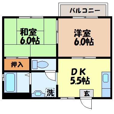 ラフォーレ・U(2DK/2階)の間取り写真