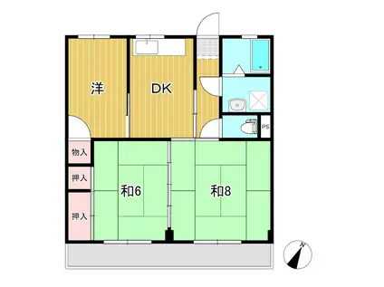 陽崇台ハイツ(3DK/1階)の間取り写真