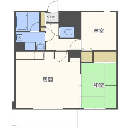 旭山シャトー桂和(2LDK/2階)の間取り写真