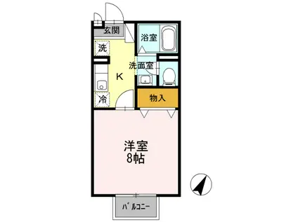 棒屋第3住吉ハイツ(1K/2階)の間取り写真