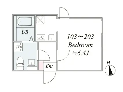 ALETTA 墨田(1K/2階)の間取り写真