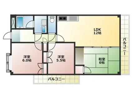 シャルマンローズ(3LDK/2階)の間取り写真