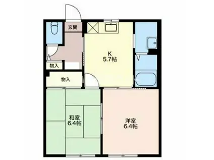 城の里B(2K/1階)の間取り写真