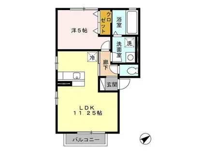 サウスイーストノア(1LDK/2階)の間取り写真
