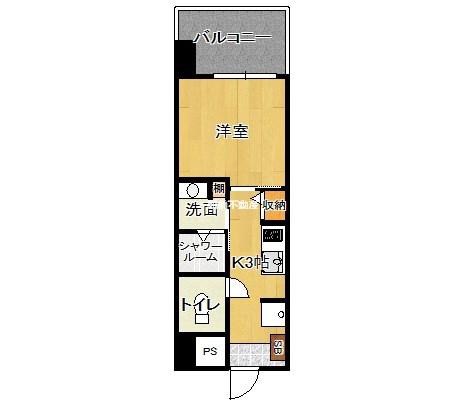 パグーロ西新南(1K/4階)の間取り写真