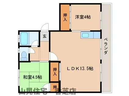 藤山台ハイツ(2LDK/4階)の間取り写真