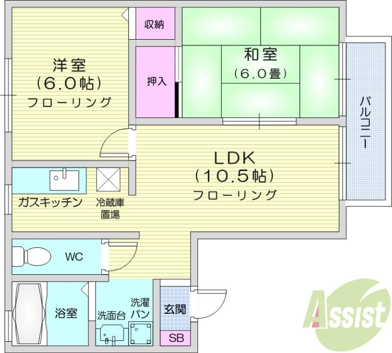 セントレージュA(2LDK/1階)の間取り写真