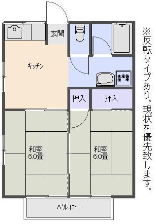 ミヨシコーポA棟(2DK/2階)の間取り写真