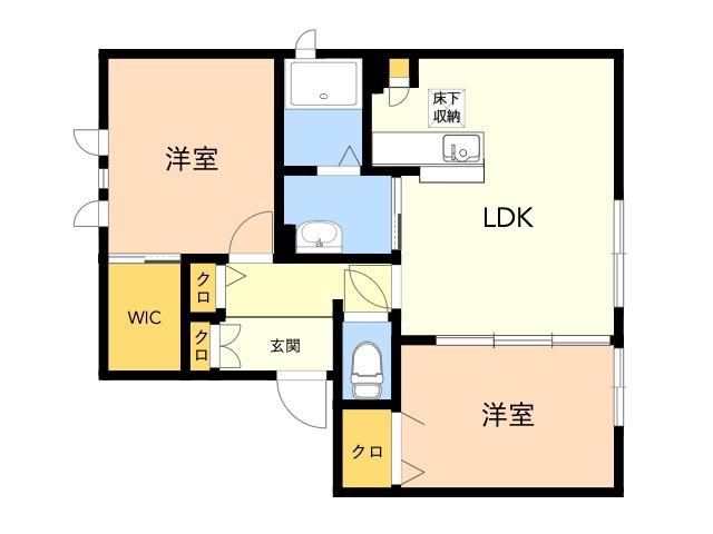 ディアコート1 A棟(2LDK/1階)の間取り写真
