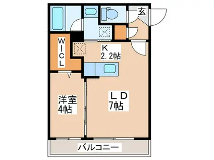 レッド オーブ ヤマハナ(1LDK/4階)の間取り写真