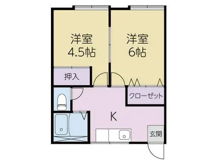 高新アパート(2K/2階)の間取り写真