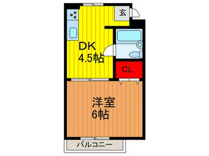 コーポ高宮(1DK/3階)の間取り写真