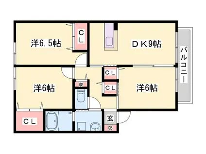 エクレール(3DK/1階)の間取り写真