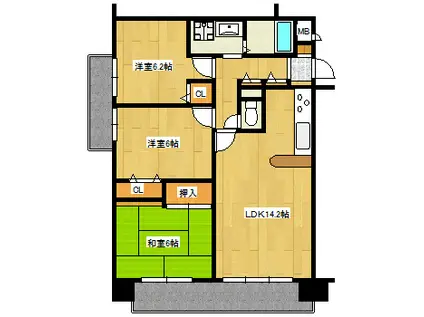 オーガスタコート(3LDK/5階)の間取り写真