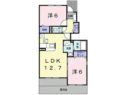フレスコビエント II(2LDK/1階)の間取り写真