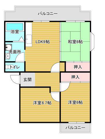 パークマンション(3LDK/2階)の間取り写真