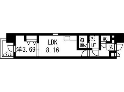 アート天王寺(1LDK/6階)の間取り写真