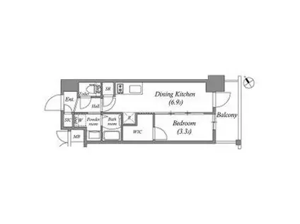 エステムコート名古屋新栄Vラポール(1DK/10階)の間取り写真