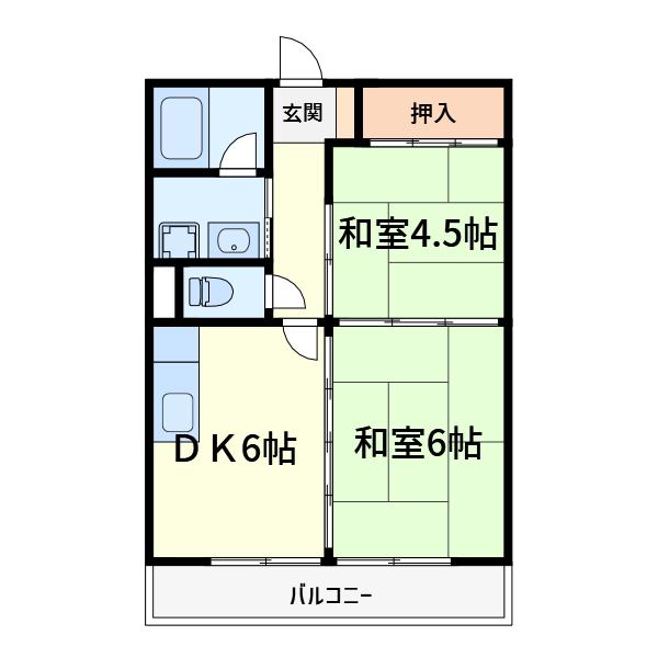 ファゼンダ宮野(2DK/2階)の間取り写真