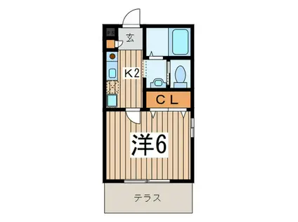 Kパレス立場(1K/1階)の間取り写真