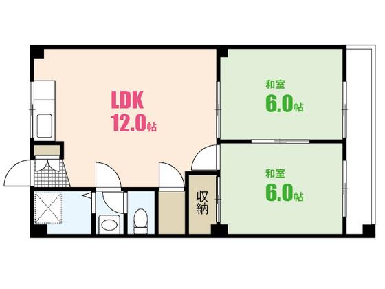 胤森ビル(2LDK/3階)の間取り写真