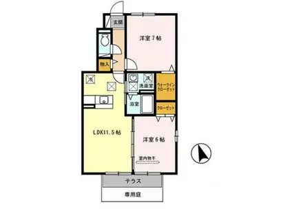 ディアコート・I 弐番館(2LDK/1階)の間取り写真