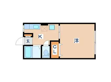 ノーブルC(1K/1階)の間取り写真