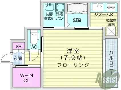 プランドール木ノ下(1K/1階)の間取り写真