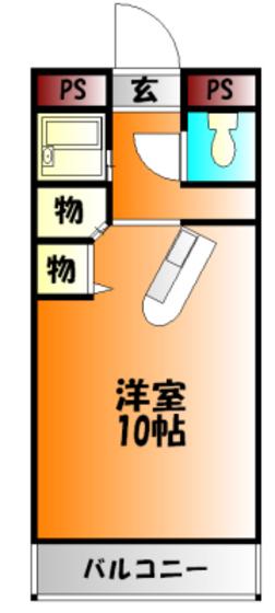 アルフィーネ今D(ワンルーム/2階)の間取り写真