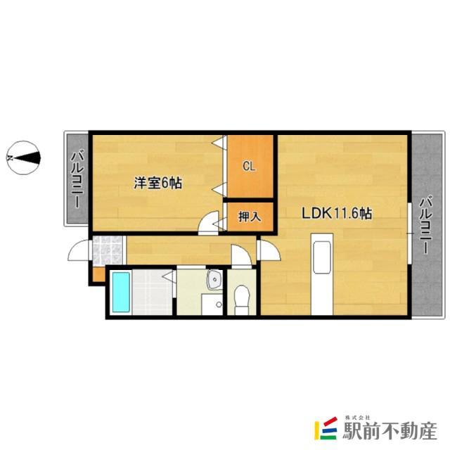 イルプリモ上津(1LDK/1階)の間取り写真