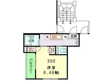 アクシス中町(1K/2階)の間取り写真
