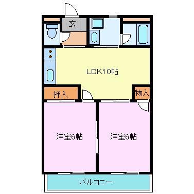 ロイヤルパレス参番館(2LDK/1階)の間取り写真