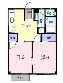 ハイツ平松(2DK/1階)の間取り写真