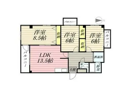 M・エコー(3LDK/3階)の間取り写真