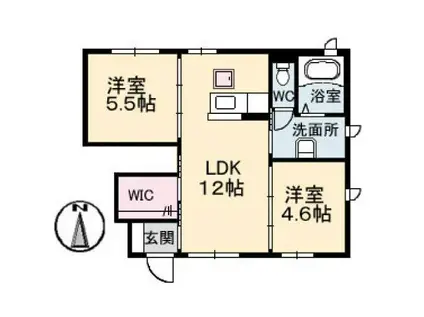 ノイレーベン(2LDK/1階)の間取り写真