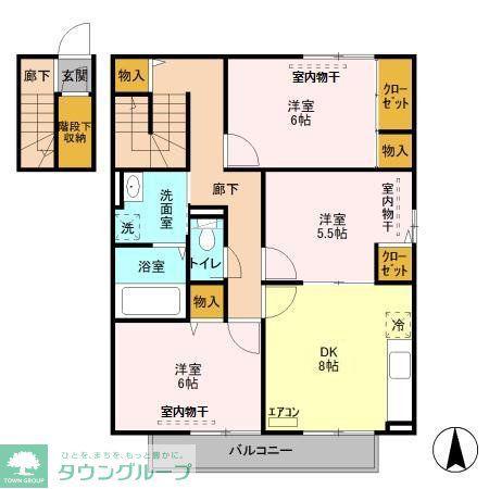北総線 北国分駅 徒歩19分 2階建 築12年(3DK/2階)の間取り写真