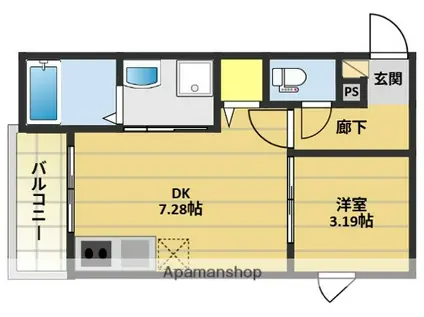AMALFI 西公園(1DK/3階)の間取り写真