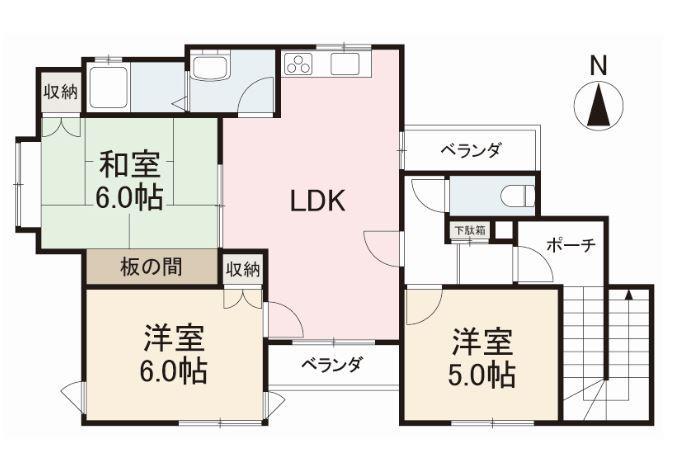 シブヤコーポ花ノ宮西棟(3LDK/3階)の間取り写真