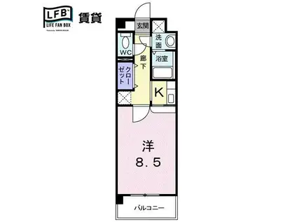 CORDELIA(1K/4階)の間取り写真