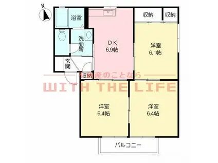 コンフォート山川(3DK/2階)の間取り写真