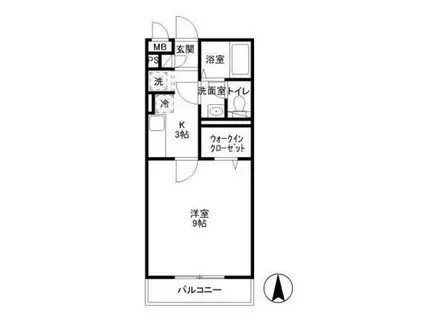 カレント上板橋(1K/2階)の間取り写真
