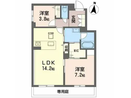 シャーメゾンカトレヤ(2LDK/1階)の間取り写真