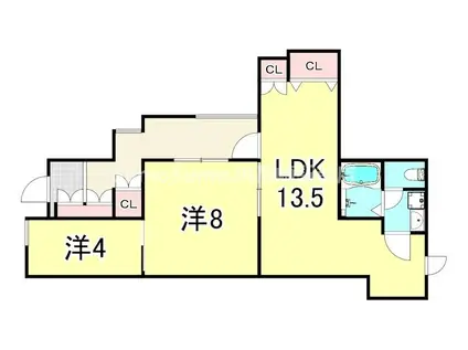 武庫之荘グリーンハイツI(1SLDK/1階)の間取り写真